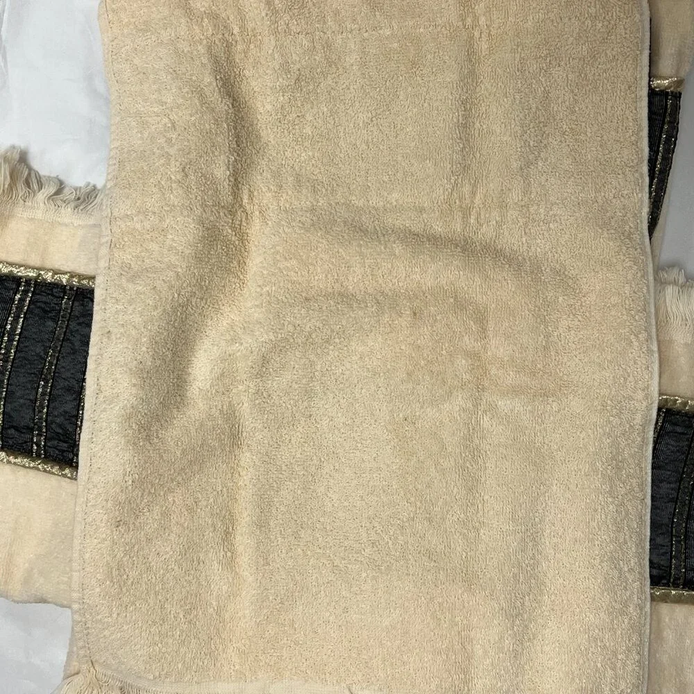 J. Abouchar towels set bath hand gold black fingertip vintage 80s New vintage